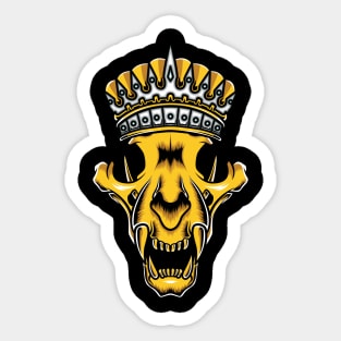 lion skull wearing a crown Sticker